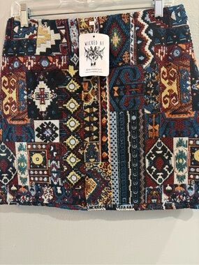 Wicked AF  Tapestry Boho Mini Skirt/ Skort  Size XL NWT